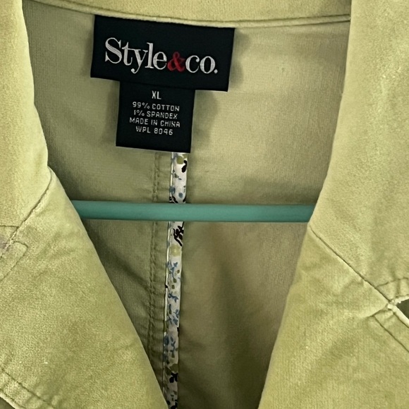 Style & CO, Light green, faux suede, jacket. - Picture 3 of 5